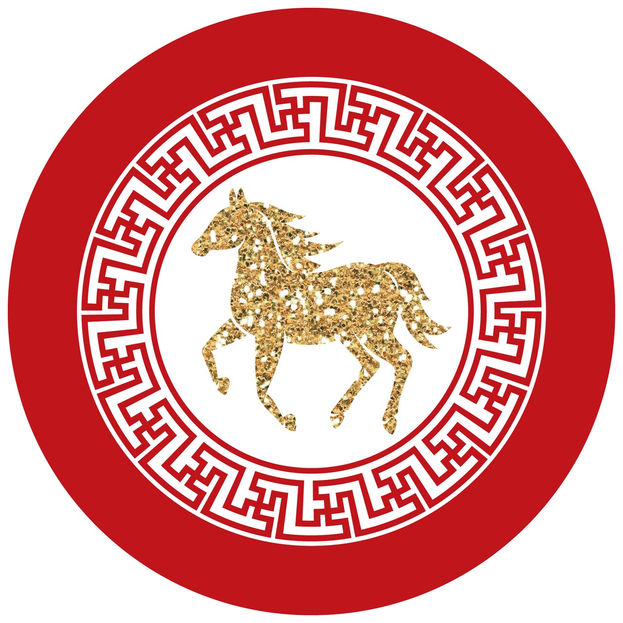 Big Dot of Happiness 2026 Year of the Horse - Lunar New Year Circle Sticker Labels - 24 Count